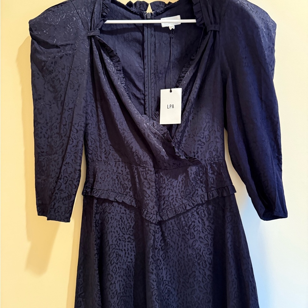 LPA Blue Puff Sleeve Cocktail  Dress